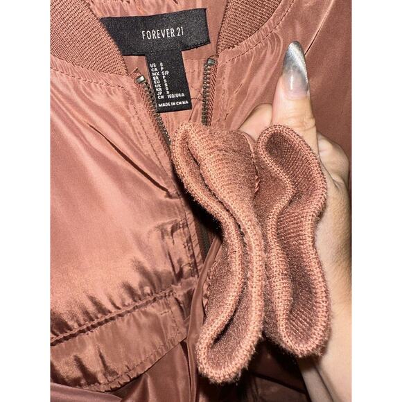 Mens Small Flight Bomber Jacket Lightweight Coat Forever 21 Pink Valentines Day - Picture 2 of 6